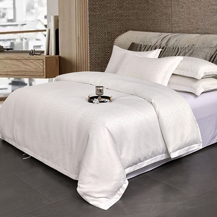 91家纺网 家纺一手货源 找家纺 罗菲尼酒店用品 2025新款AB版加厚磨毛提花酒店套件 向阳   白