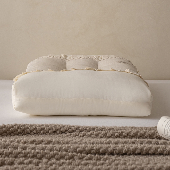 91家纺网 家纺一手货源 找家纺 昕科 2025新款白云织梦亚麻枕-棉麻高低枕芯花边亚麻刺绣枕头枕头枕芯 白云织梦亚麻-低枕