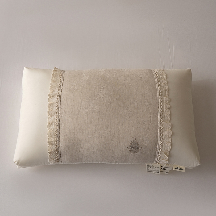 91家纺网 家纺一手货源 找家纺 昕科 2025新款白云织梦亚麻枕-棉麻高低枕芯花边亚麻刺绣枕头枕头枕芯 白云织梦亚麻-高枕