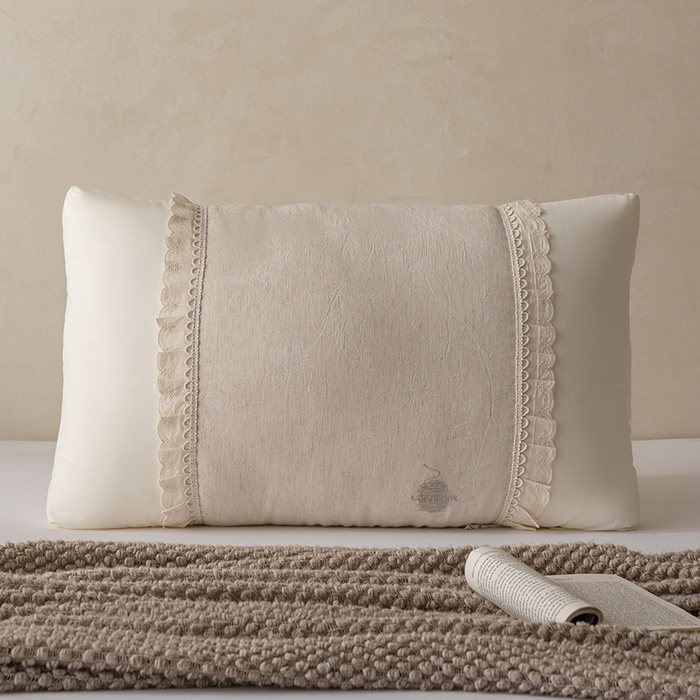 91家纺网 家纺一手货源 找家纺 昕科 2025新款白云织梦亚麻枕-棉麻高低枕芯花边亚麻刺绣枕头枕头枕芯 白云织梦亚麻-高枕