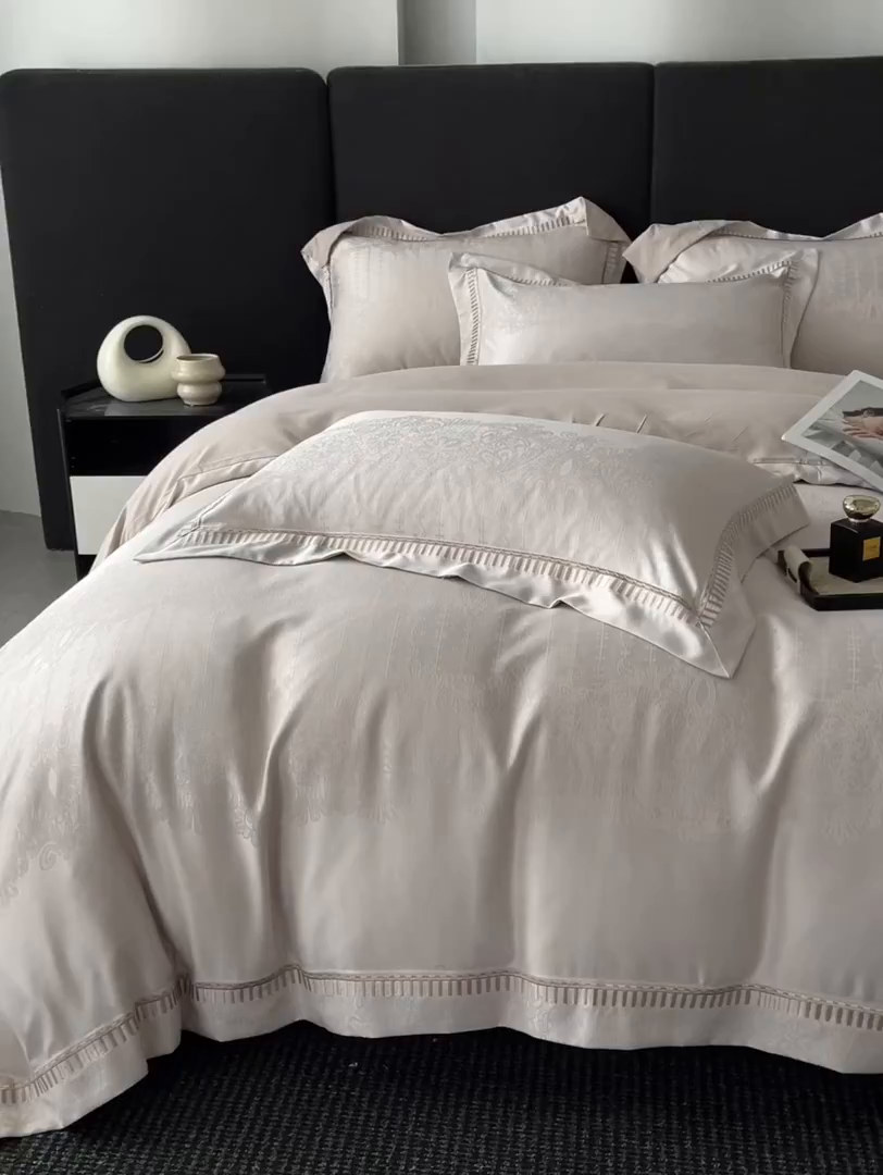 91家纺网 家纺一手货源 找家纺 置顶家纺 2025新款亲肤提花系列四件套-蒂芙尼 蒂芙尼-浅豆紫