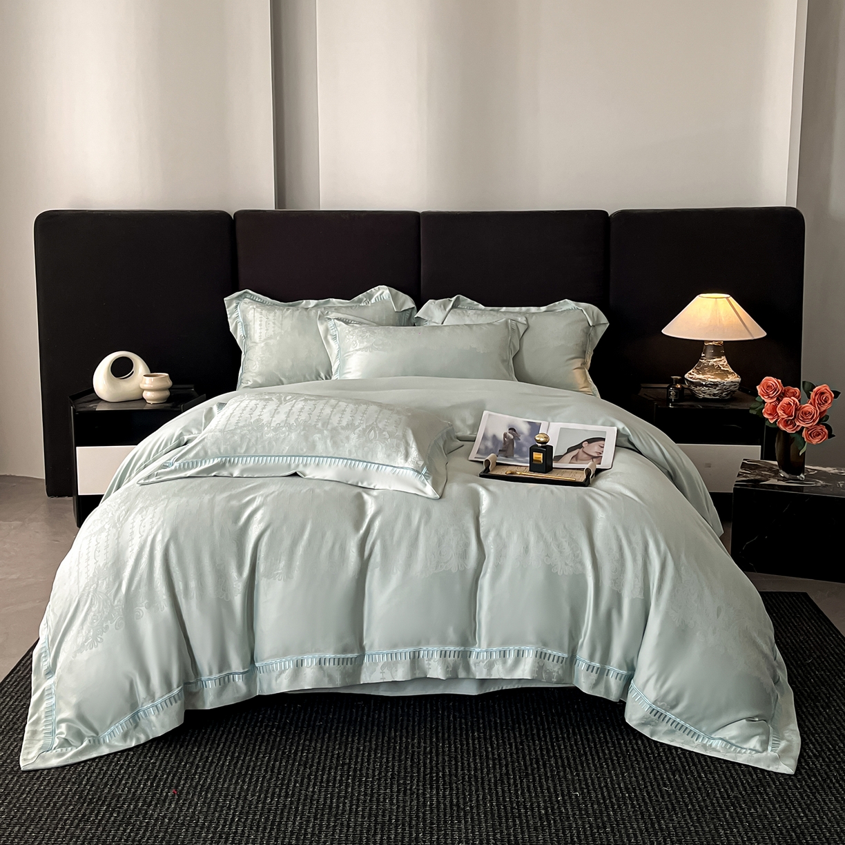 置顶家纺 2025新款亲肤提花系列四件套-蒂芙尼 蒂芙尼-水蓝