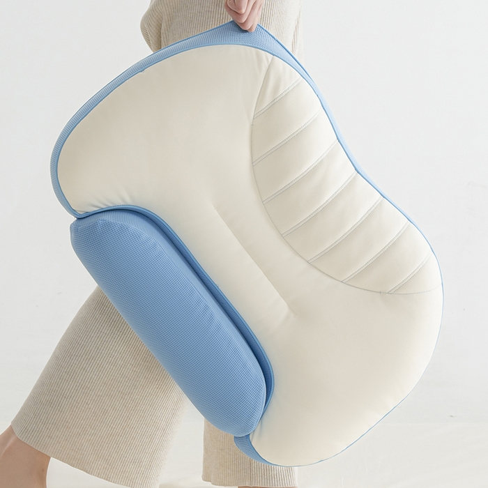 91家纺网 家纺一手货源 找家纺 昕科 2025新款双核承托记忆棉枕-牵引颈椎记忆棉枕头双重睡感枕芯枕头枕芯 双核承托记忆棉枕-蓝色