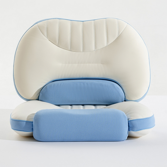 91家纺网 家纺一手货源 找家纺 昕科 2025新款双核承托记忆棉枕-牵引颈椎记忆棉枕头双重睡感枕芯枕头枕芯 双核承托记忆棉枕-蓝色