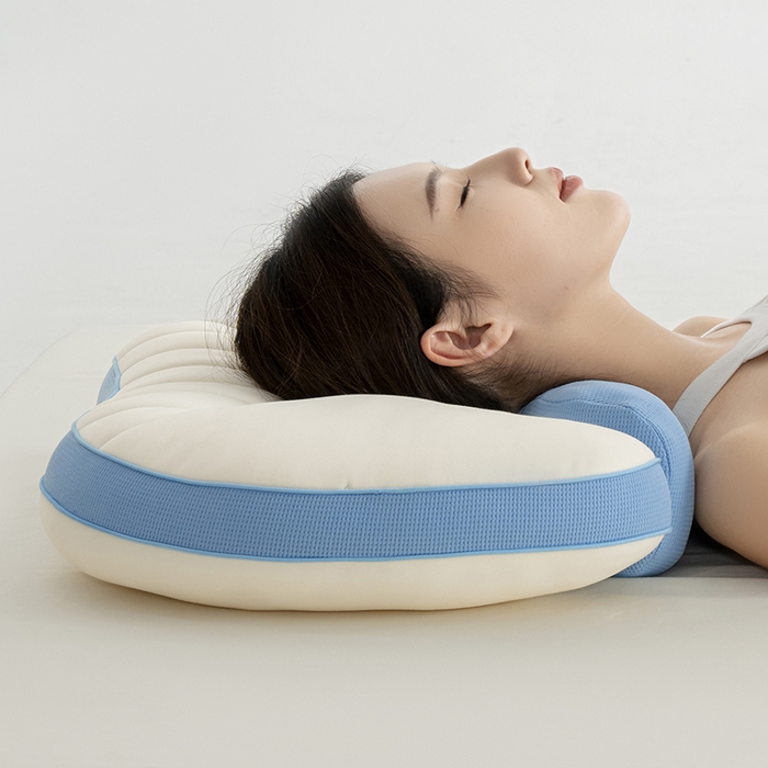 91家纺网 家纺一手货源 找家纺 昕科 2025新款双核承托记忆棉枕-牵引颈椎记忆棉枕头双重睡感枕芯枕头枕芯 双核承托记忆棉枕-蓝色