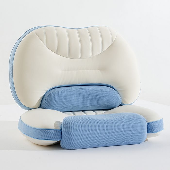 91家纺网 家纺一手货源 找家纺 昕科 2025新款双核承托记忆棉枕-牵引颈椎记忆棉枕头双重睡感枕芯枕头枕芯 双核承托记忆棉枕-蓝色