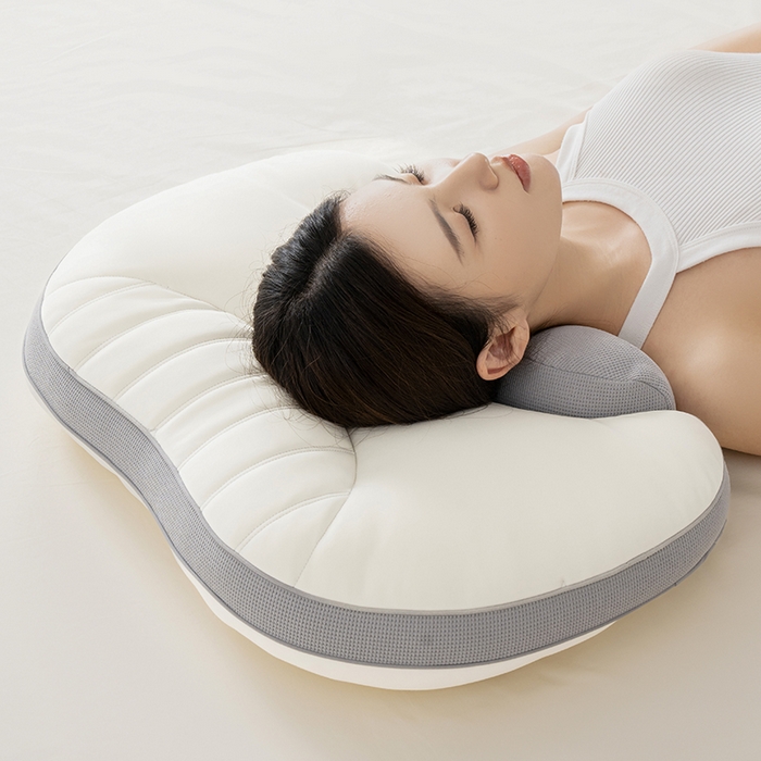 91家纺网 家纺一手货源 找家纺 昕科 2025新款双核承托记忆棉枕-牵引颈椎记忆棉枕头双重睡感枕芯枕头枕芯 双核承托记忆棉枕-灰色