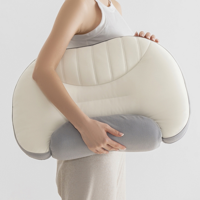 91家纺网 家纺一手货源 找家纺 昕科 2025新款双核承托记忆棉枕-牵引颈椎记忆棉枕头双重睡感枕芯枕头枕芯 双核承托记忆棉枕-灰色