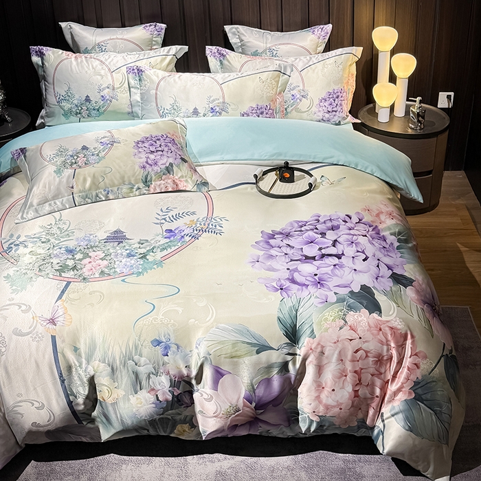 91家纺网 家纺一手货源 找家纺 （总）七夜居 2025新款直播爆款欧式大阪轻奢贡缎提花加数码印花磨毛四件套