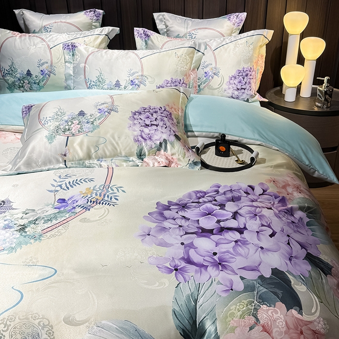 91家纺网 家纺一手货源 找家纺 （总）七夜居 2025新款直播爆款欧式大阪轻奢贡缎提花加数码印花磨毛四件套