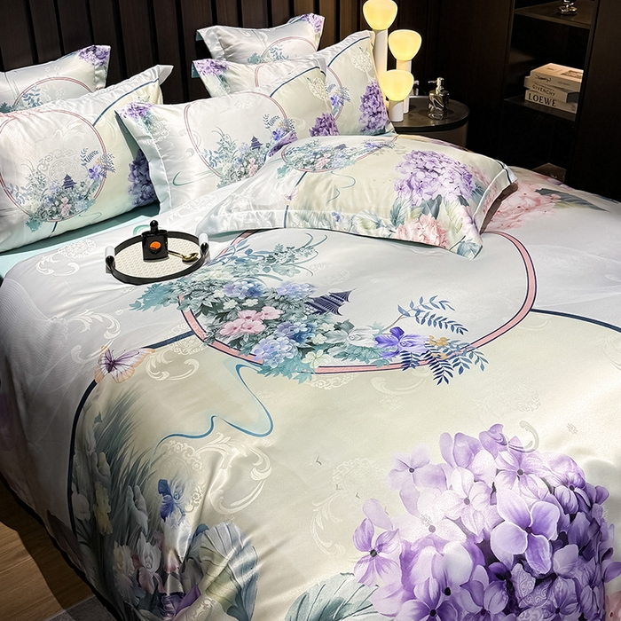 91家纺网 家纺一手货源 找家纺 （总）七夜居 2025新款直播爆款欧式大阪轻奢贡缎提花加数码印花磨毛四件套