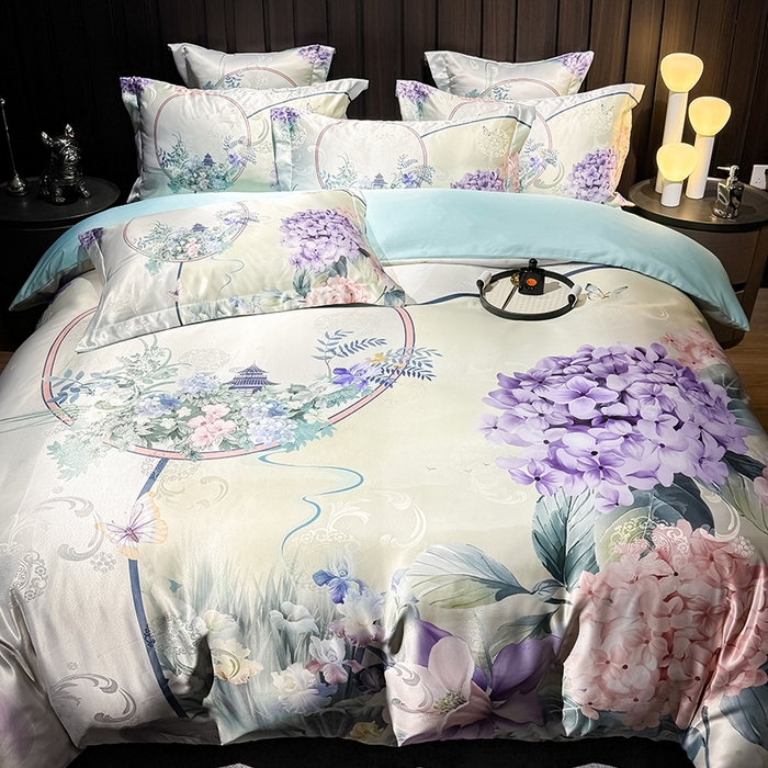 91家纺网 家纺一手货源 找家纺 （总）七夜居 2025新款直播爆款欧式大阪轻奢贡缎提花加数码印花磨毛四件套