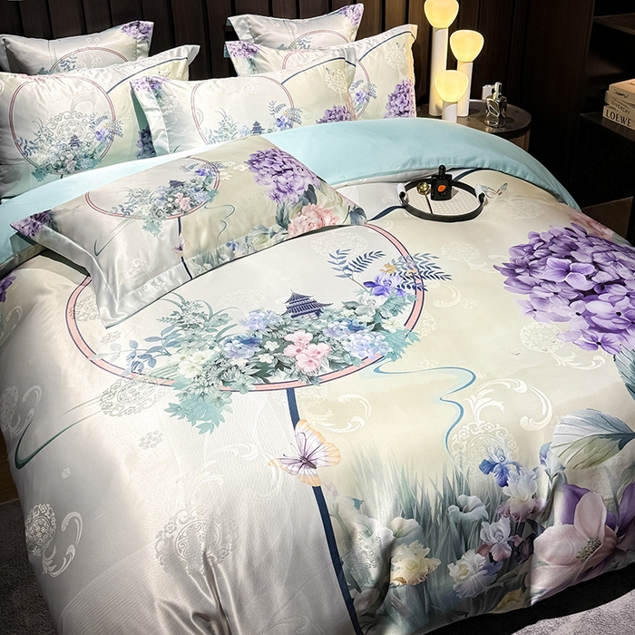 91家纺网 家纺一手货源 找家纺 （总）七夜居 2025新款直播爆款欧式大阪轻奢贡缎提花加数码印花磨毛四件套