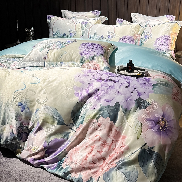 91家纺网 家纺一手货源 找家纺 （总）七夜居 2025新款直播爆款欧式大阪轻奢贡缎提花加数码印花磨毛四件套