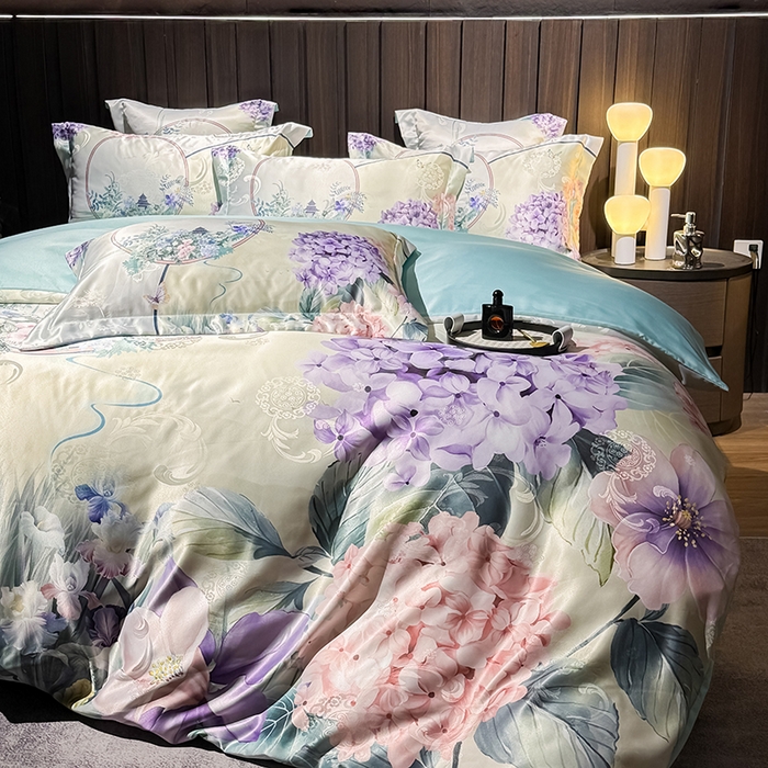 91家纺网 家纺一手货源 找家纺 （总）七夜居 2025新款直播爆款欧式大阪轻奢贡缎提花加数码印花磨毛四件套