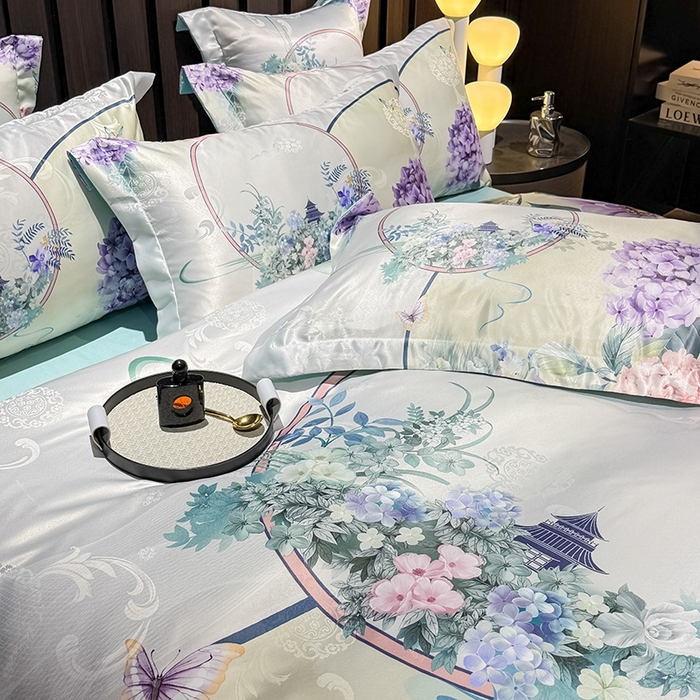 91家纺网 家纺一手货源 找家纺 （总）七夜居 2025新款直播爆款欧式大阪轻奢贡缎提花加数码印花磨毛四件套