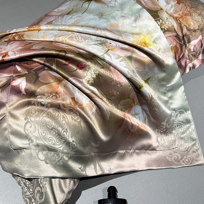 91家纺网 家纺一手货源 找家纺 七夜居 2025新款直播爆款欧式大阪轻奢贡缎提花加数码印花磨毛四件套 国色天香