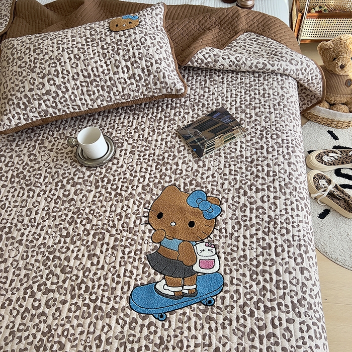 91家纺网 家纺一手货源 找家纺 原素 2026新品直播热款床盖多功能四季通用夹棉A类床盖三件套 床盖-滑板车蓝