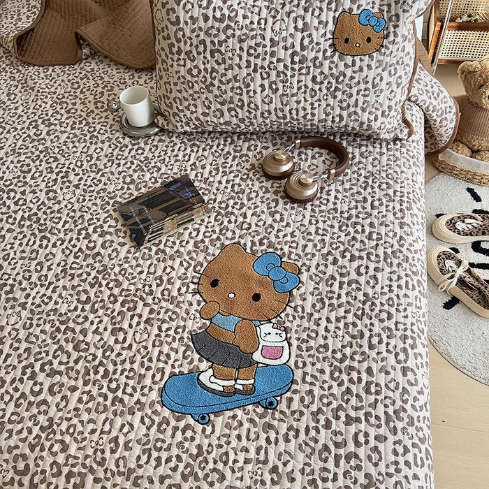 91家纺网 家纺一手货源 找家纺 原素 2026新品直播热款床盖多功能四季通用夹棉A类床盖三件套 床盖-滑板车蓝