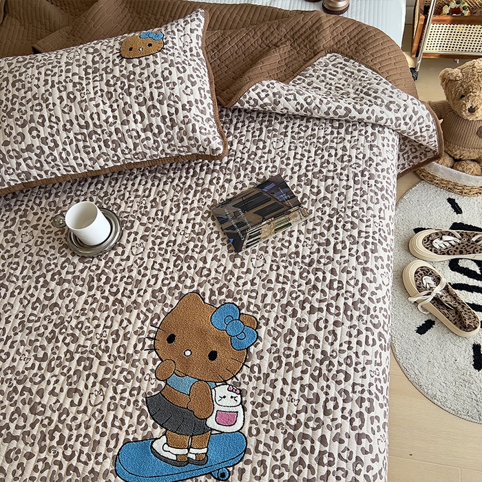 91家纺网 家纺一手货源 找家纺 原素 2026新品直播热款床盖多功能四季通用夹棉A类床盖三件套 床盖-滑板车蓝