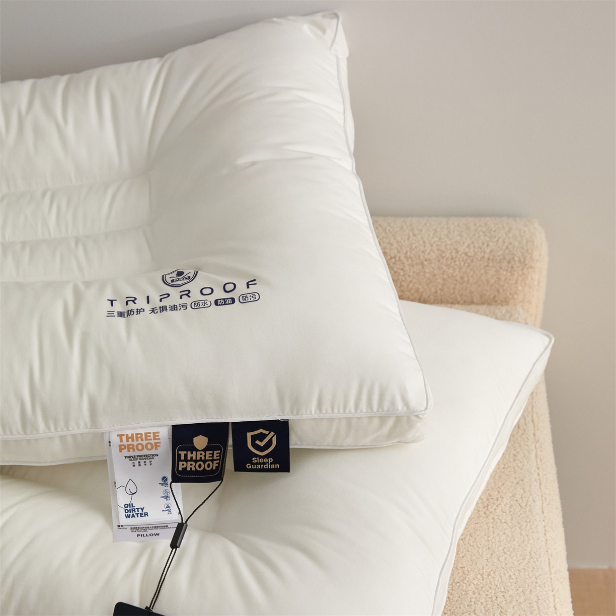 91家纺网 家纺一手货源 找家纺 头等舱 2025新款全棉A类三防酒店抗菌枕头枕芯 中枕