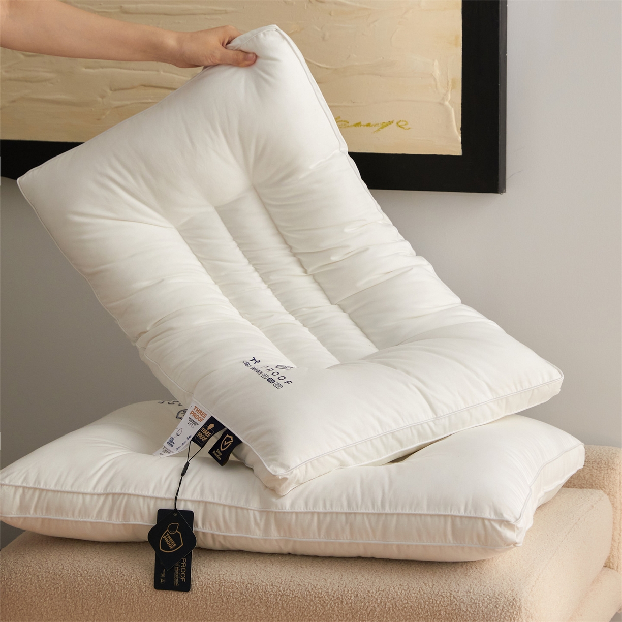 91家纺网 家纺一手货源 找家纺 头等舱 2025新款全棉A类三防酒店抗菌枕头枕芯 中枕