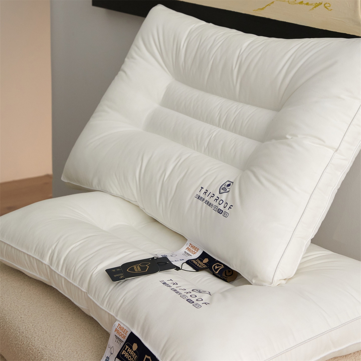 91家纺网 家纺一手货源 找家纺 头等舱 2025新款全棉A类三防酒店抗菌枕头枕芯 中枕