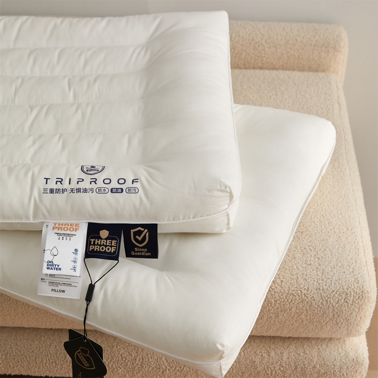 91家纺网 家纺一手货源 找家纺 头等舱 2025新款全棉A类三防酒店抗菌枕头枕芯 中枕