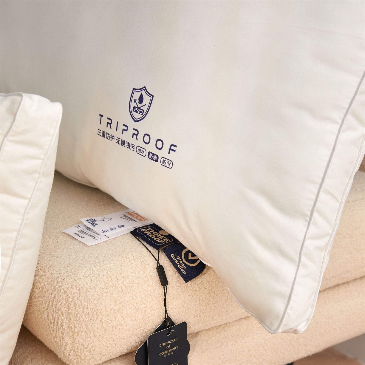 91家纺网 家纺一手货源 找家纺 头等舱 2025新款全棉A类三防酒店抗菌枕头枕芯 高枕