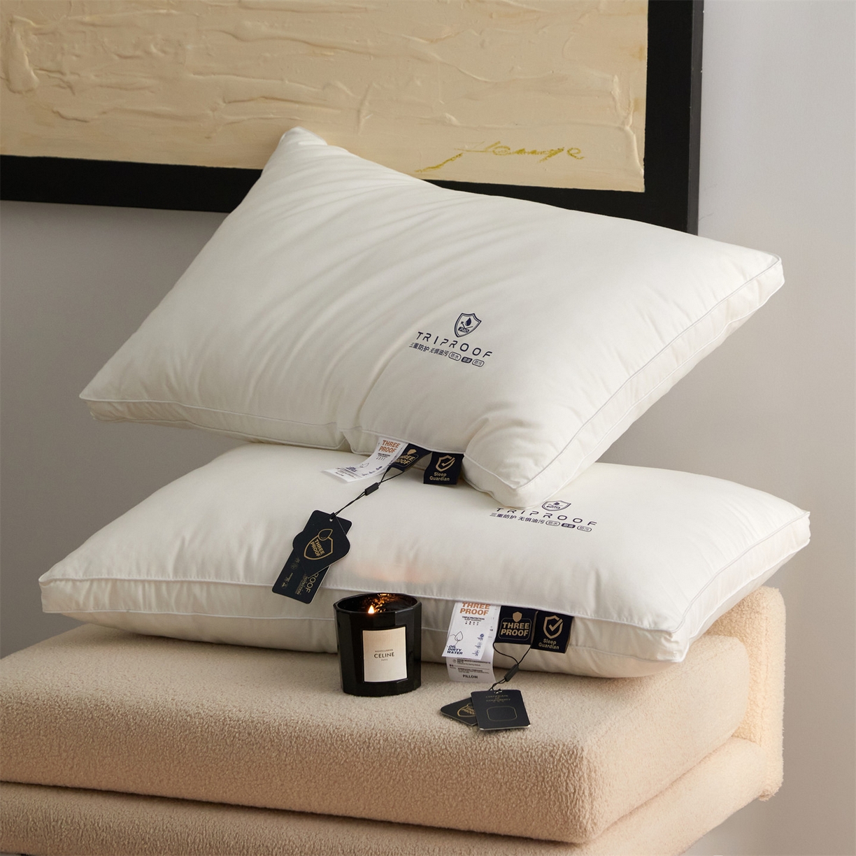 91家纺网 家纺一手货源 找家纺 头等舱 2025新款全棉A类三防酒店抗菌枕头枕芯 高枕