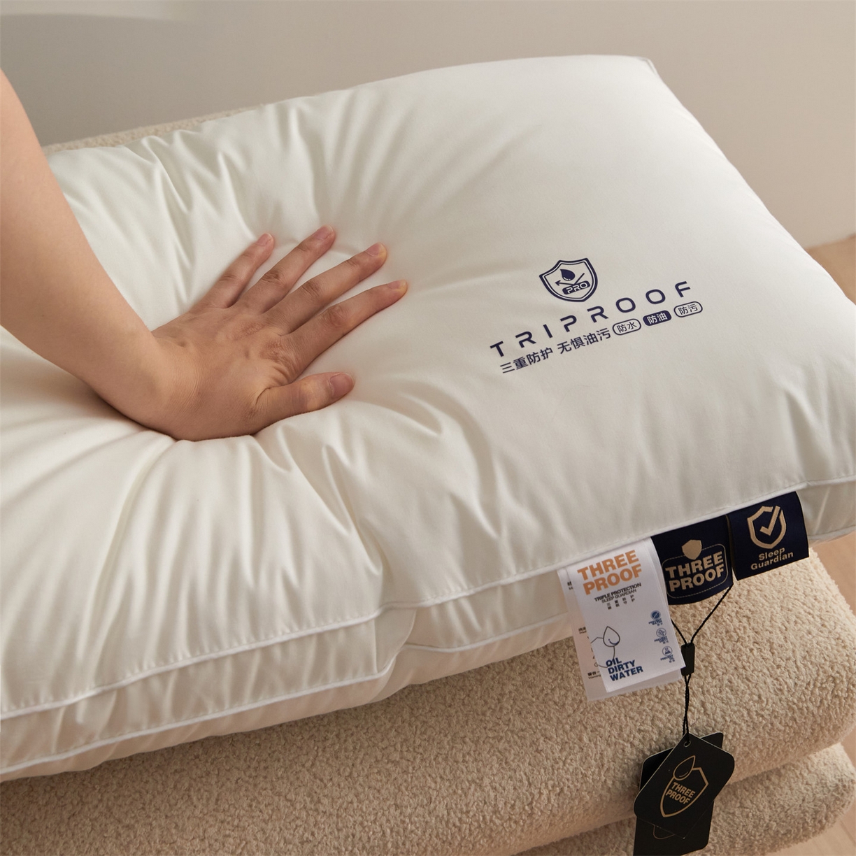 91家纺网 家纺一手货源 找家纺 头等舱 2025新款全棉A类三防酒店抗菌枕头枕芯 高枕