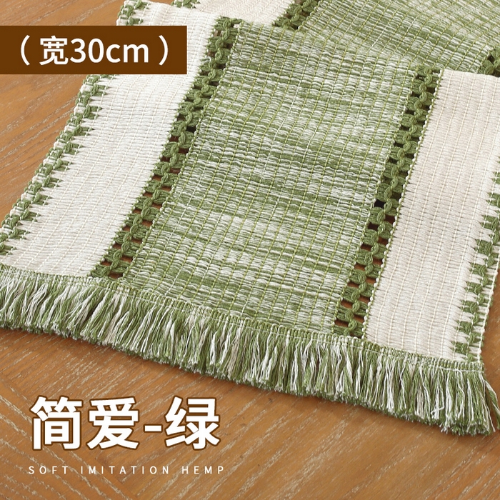 91家纺网 家纺一手货源 找家纺 南通大梧纺织 2025新款现代文艺复古麻餐垫 简爱-绿