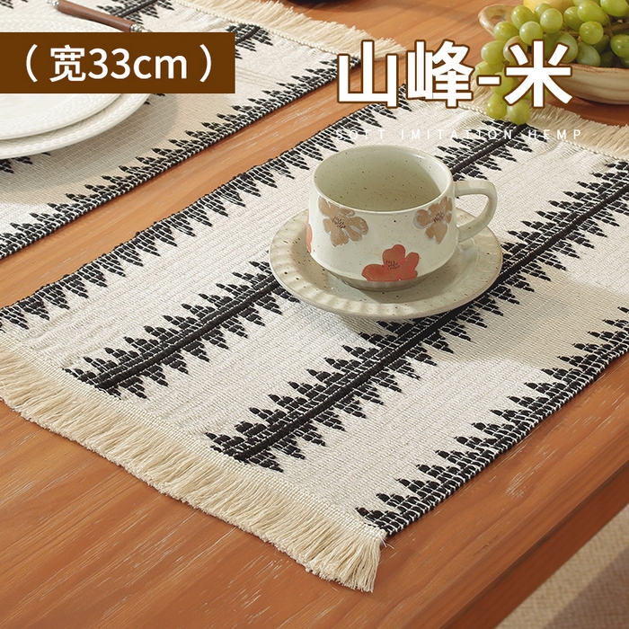 南通大梧纺织 2025新款现代文艺复古麻餐垫 山峰-米
