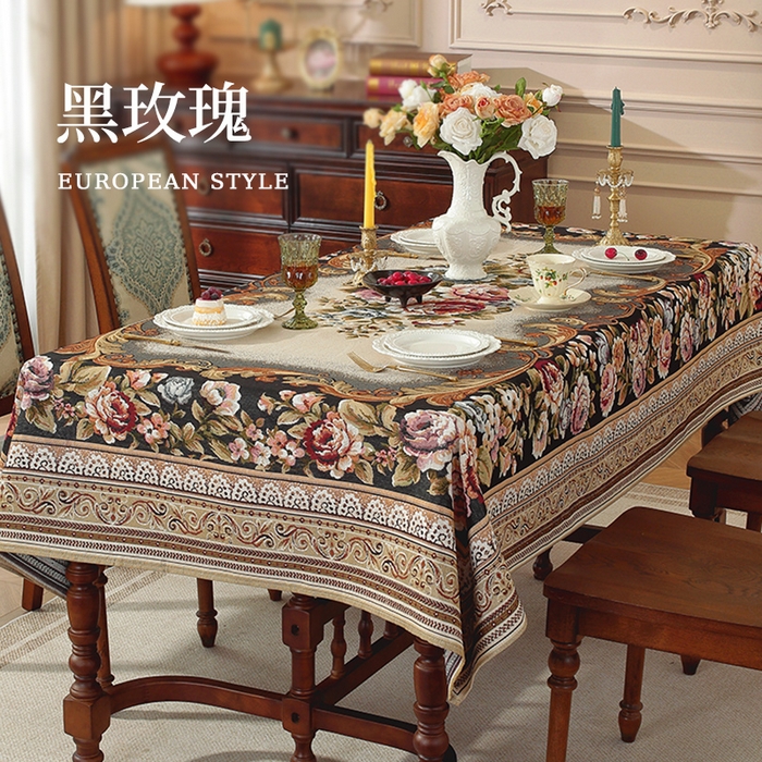 91家纺网 家纺一手货源 找家纺 （总）南通大梧纺织 2025新款欧式美学阿伊莎玫瑰桌布