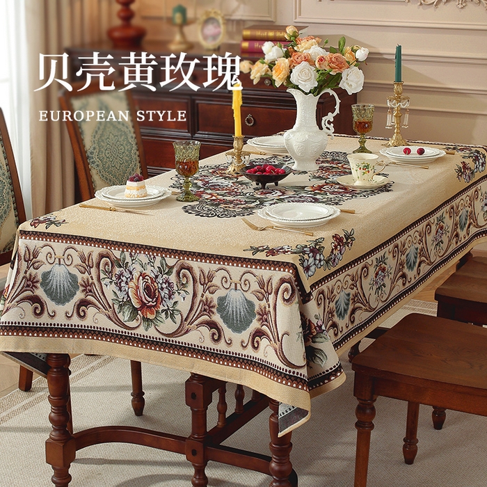 91家纺网 家纺一手货源 找家纺 （总）南通大梧纺织 2025新款欧式美学阿伊莎玫瑰桌布