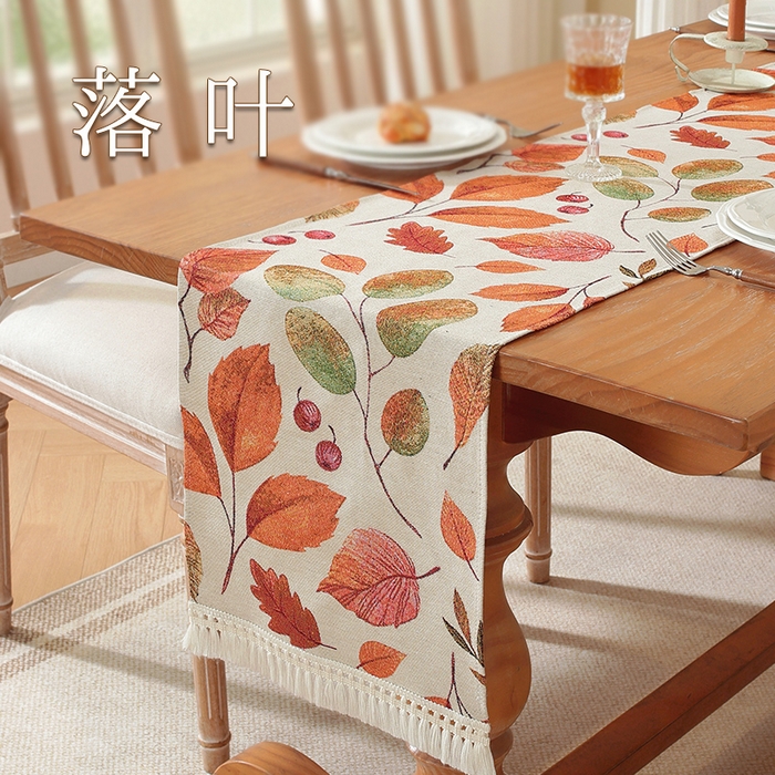 91家纺网 家纺一手货源 找家纺 （总）南通大梧纺织 2025新款美式田园落叶桌旗