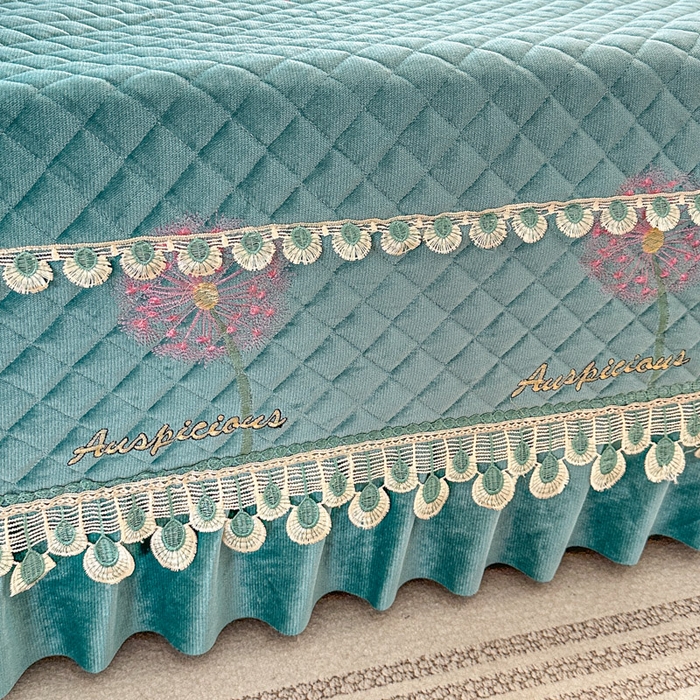 91家纺网 家纺一手货源 找家纺 手艺人家纺 2025新款绗缝绣花HLK02-03炕床盖 HLK02绿