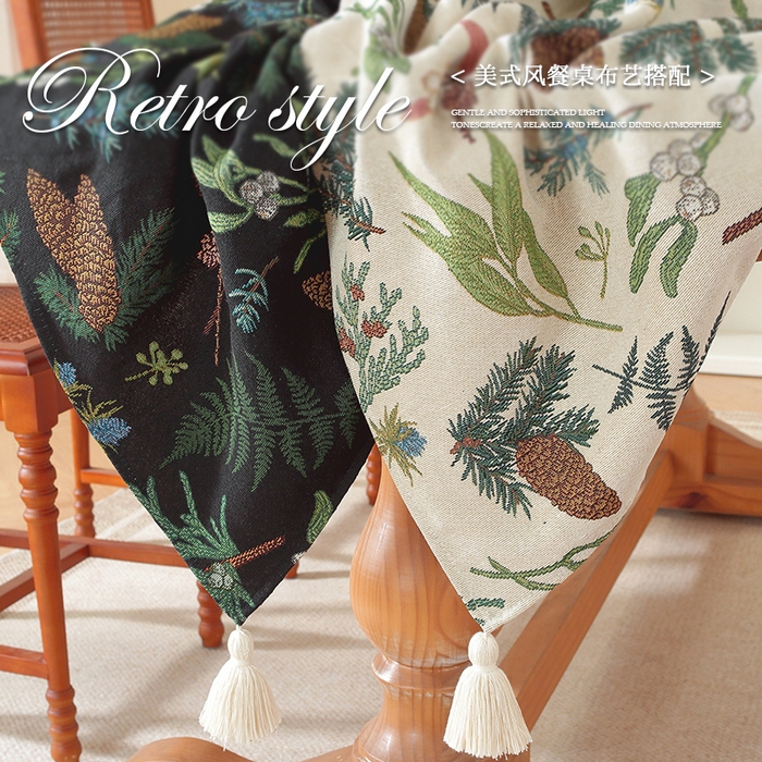 91家纺网 家纺一手货源 找家纺 南通大梧纺织 2025新款美式秋日私语榛果桌布 榛果-米 140*260cm