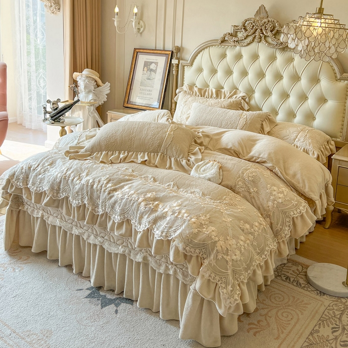 91家纺网 家纺一手货源 找家纺 （总）好儿喜家纺 2025新品雕花牛奶绒四件套-花倾城系列