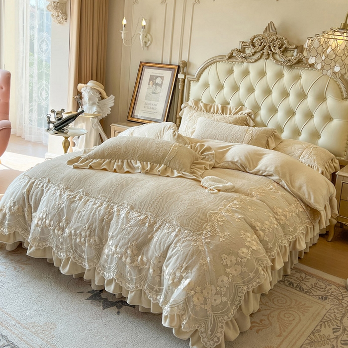 91家纺网 家纺一手货源 找家纺 （总）好儿喜家纺 2025新品雕花牛奶绒四件套-花倾城系列