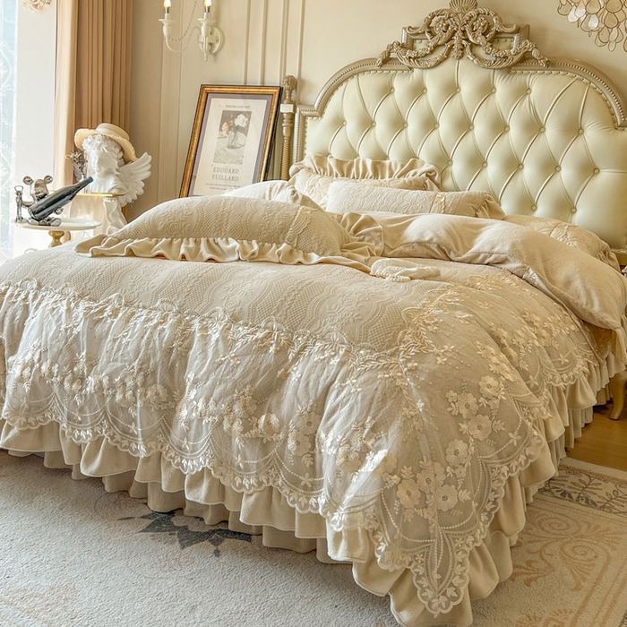 91家纺网 家纺一手货源 找家纺 （总）好儿喜家纺 2025新品雕花牛奶绒四件套-花倾城系列