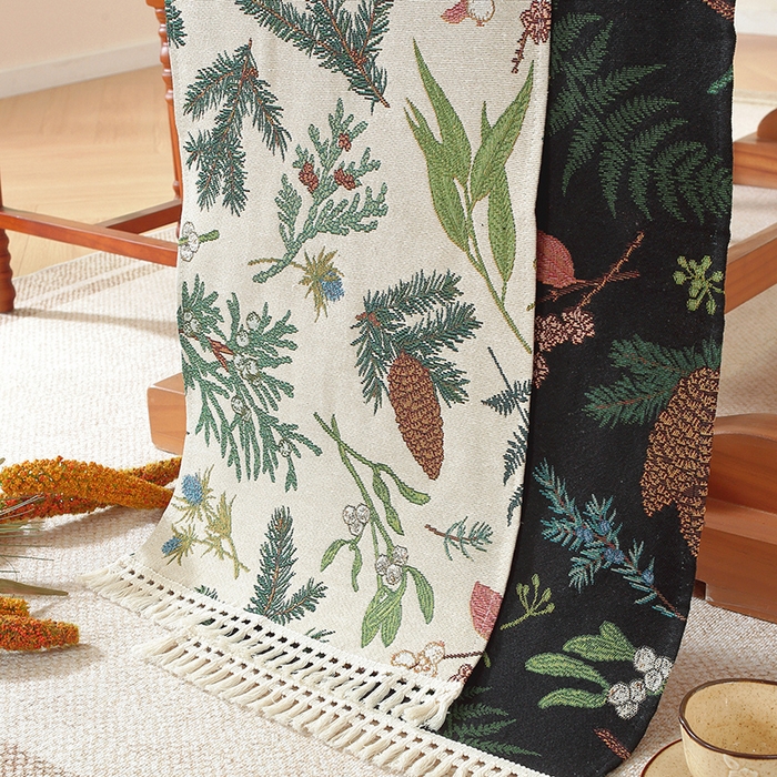 91家纺网 家纺一手货源 找家纺 （总）南通大梧纺织 2025新款美式秋日私语榛果编织边桌旗