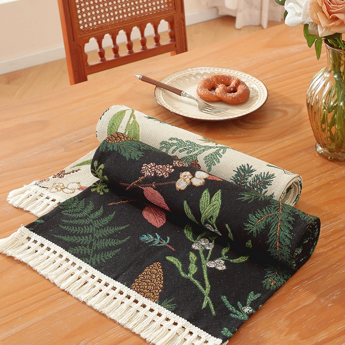 91家纺网 家纺一手货源 找家纺 （总）南通大梧纺织 2025新款美式秋日私语榛果编织边桌旗