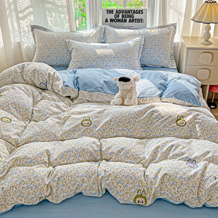 91家纺网 家纺一手货源 找家纺 欢博莱  2025新款仿纯棉四件套学生宿舍三件套单被套 花香布布