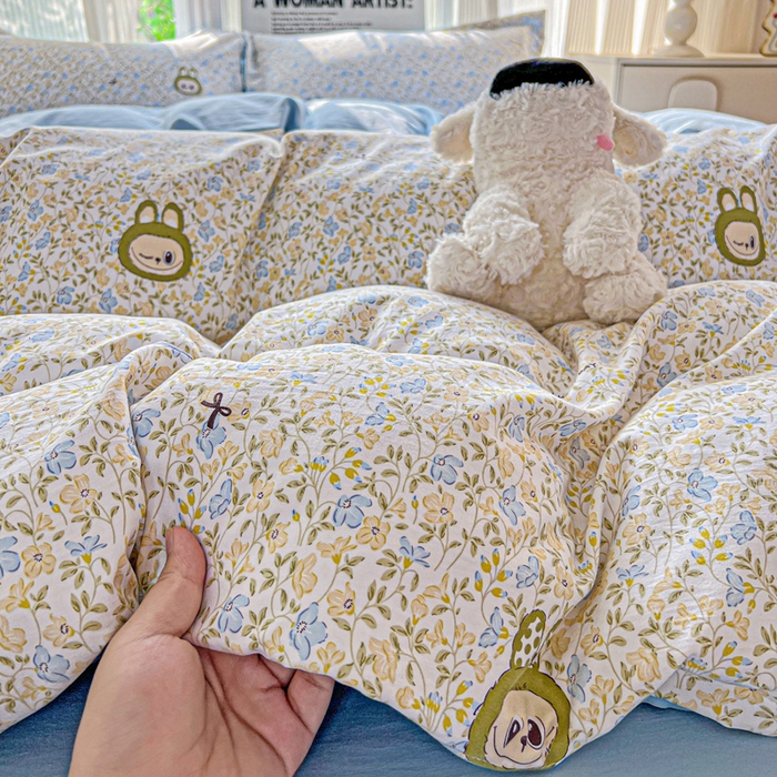 91家纺网 家纺一手货源 找家纺 欢博莱  2025新款仿纯棉四件套学生宿舍三件套单被套 花香布布