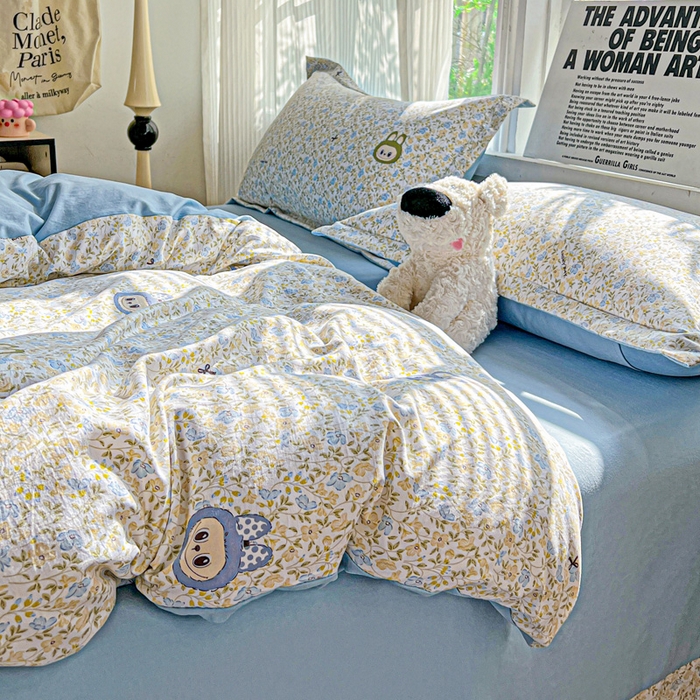 91家纺网 家纺一手货源 找家纺 欢博莱  2025新款仿纯棉四件套学生宿舍三件套单被套 花香布布