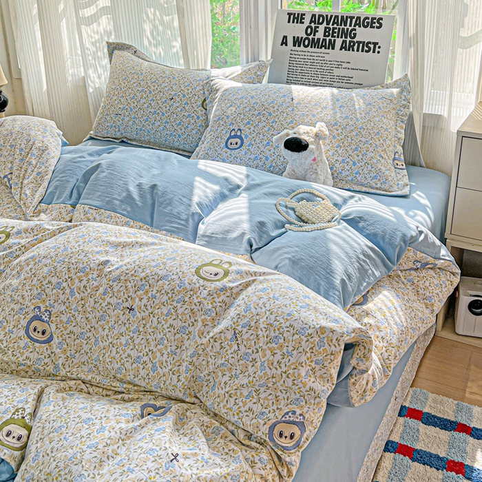 91家纺网 家纺一手货源 找家纺 欢博莱  2025新款仿纯棉四件套学生宿舍三件套单被套 花香布布