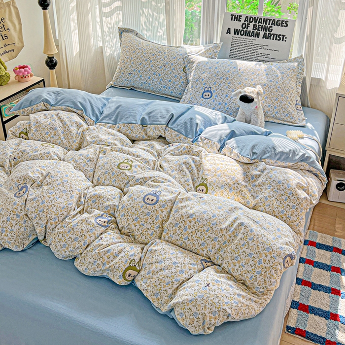 91家纺网 家纺一手货源 找家纺 欢博莱  2025新款仿纯棉四件套学生宿舍三件套单被套 花香布布