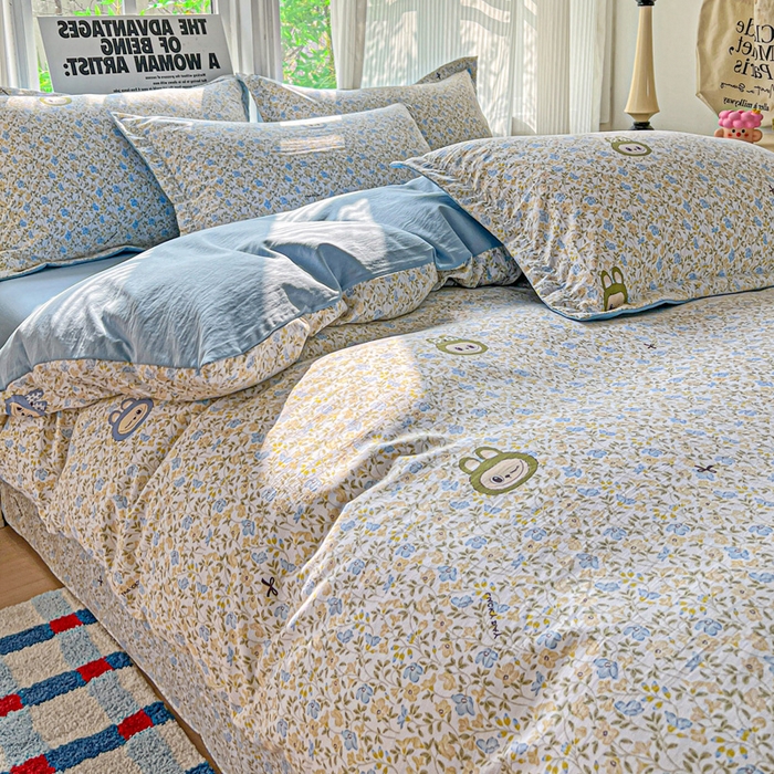 91家纺网 家纺一手货源 找家纺 欢博莱  2025新款仿纯棉四件套学生宿舍三件套单被套 花香布布