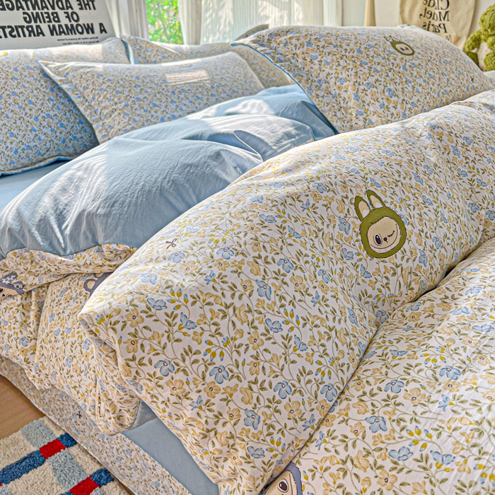 91家纺网 家纺一手货源 找家纺 欢博莱  2025新款仿纯棉四件套学生宿舍三件套单被套 花香布布